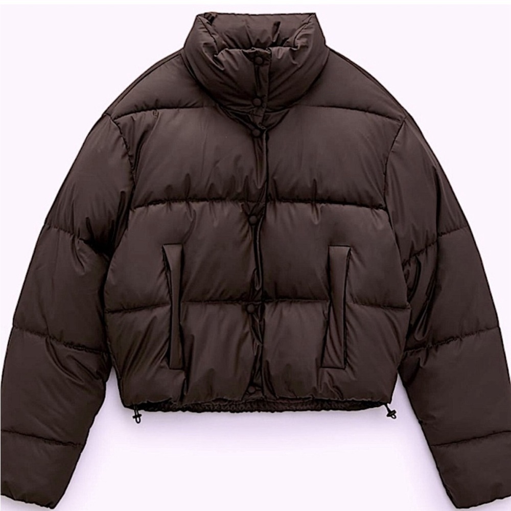 Zara Brown puffer Jacket Large